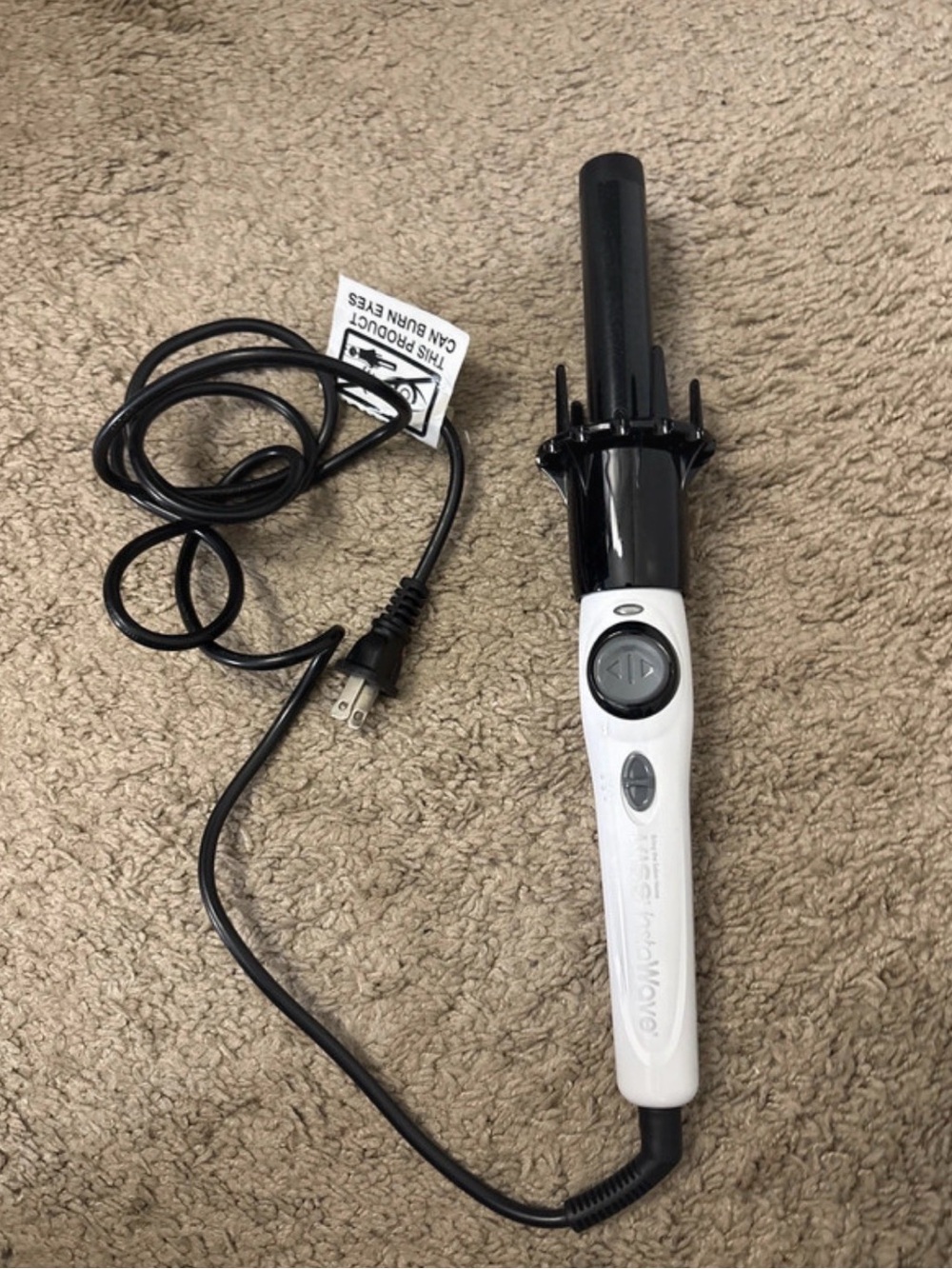 White and Black Corded Curling Wand